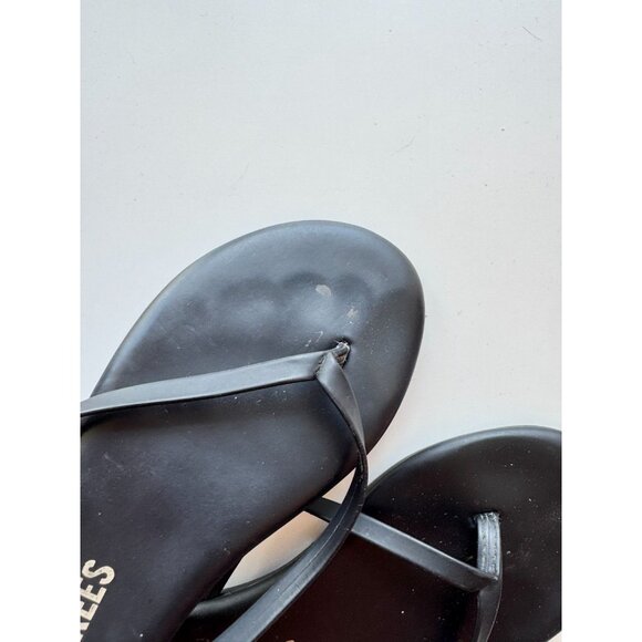 TKEES Lily Liners Black Leather Round Toe Thong Flip Flops, Size 6/37 - Picture 4 of 11